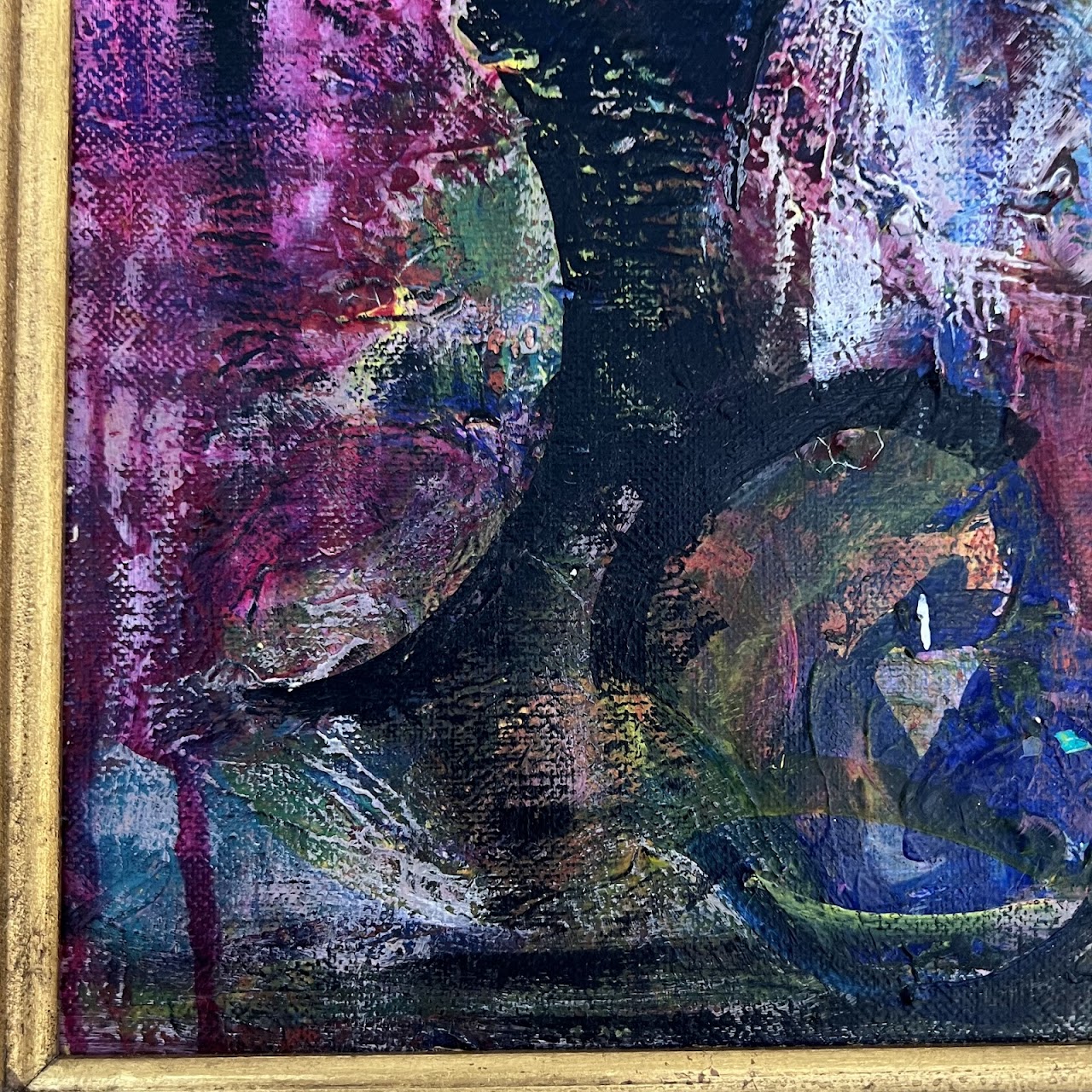 Amy Banker Signed Small Abstract Oil Painting, 2002