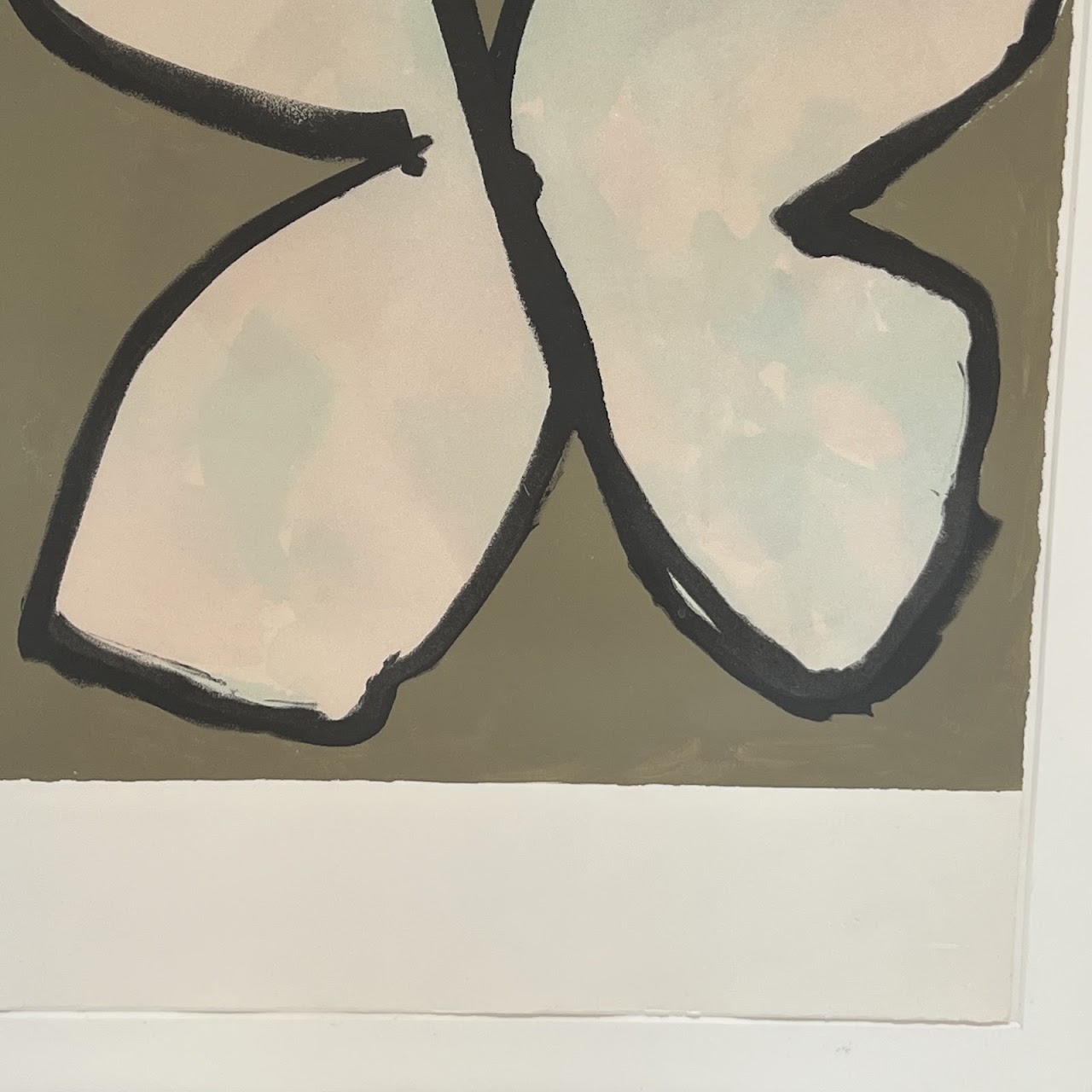 Stuart Nielsen 'Shell/Butterfly' Signed Lithograph with Collage and Mixed Media, 1978