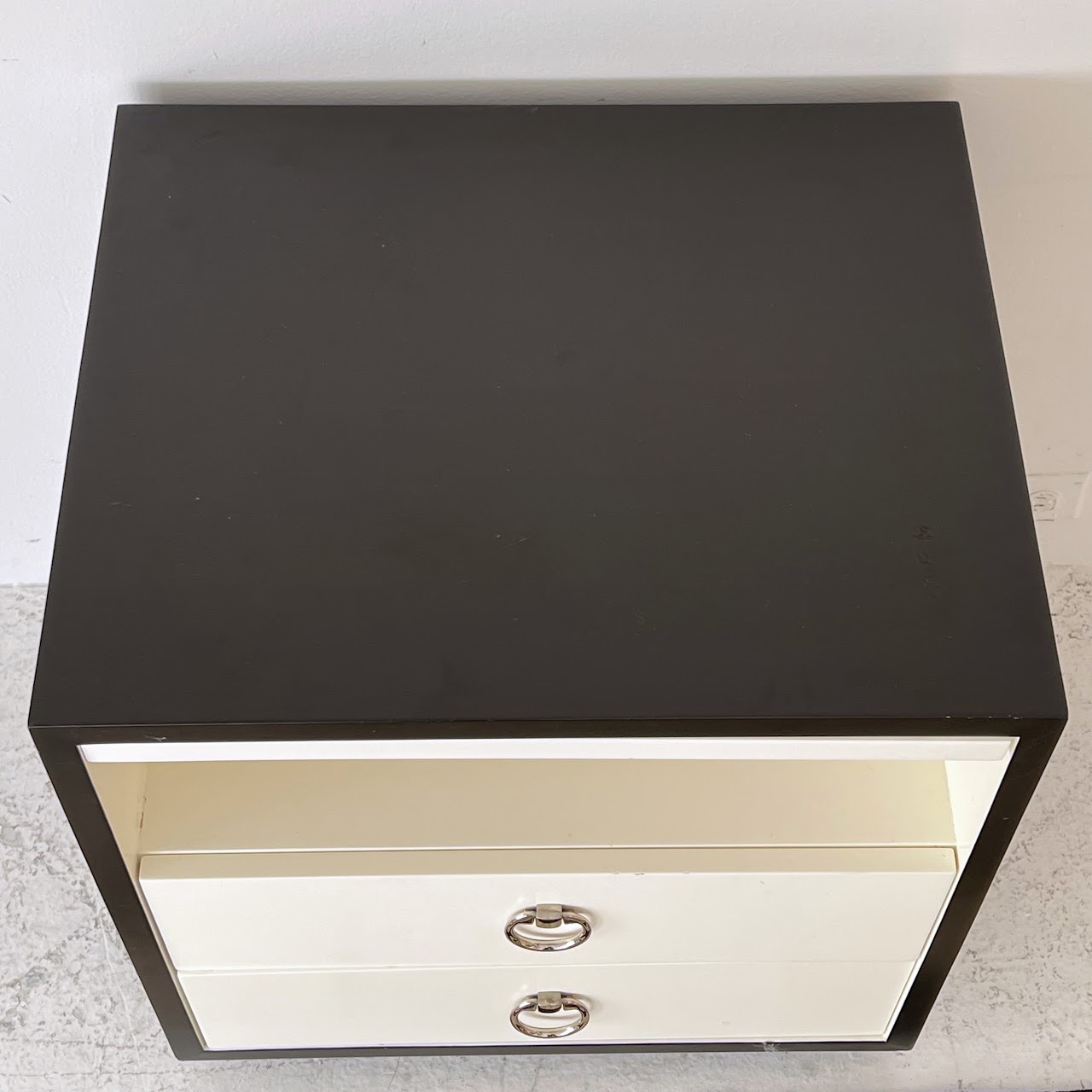 Contemporary Lacquered Front Two-Drawer End Table