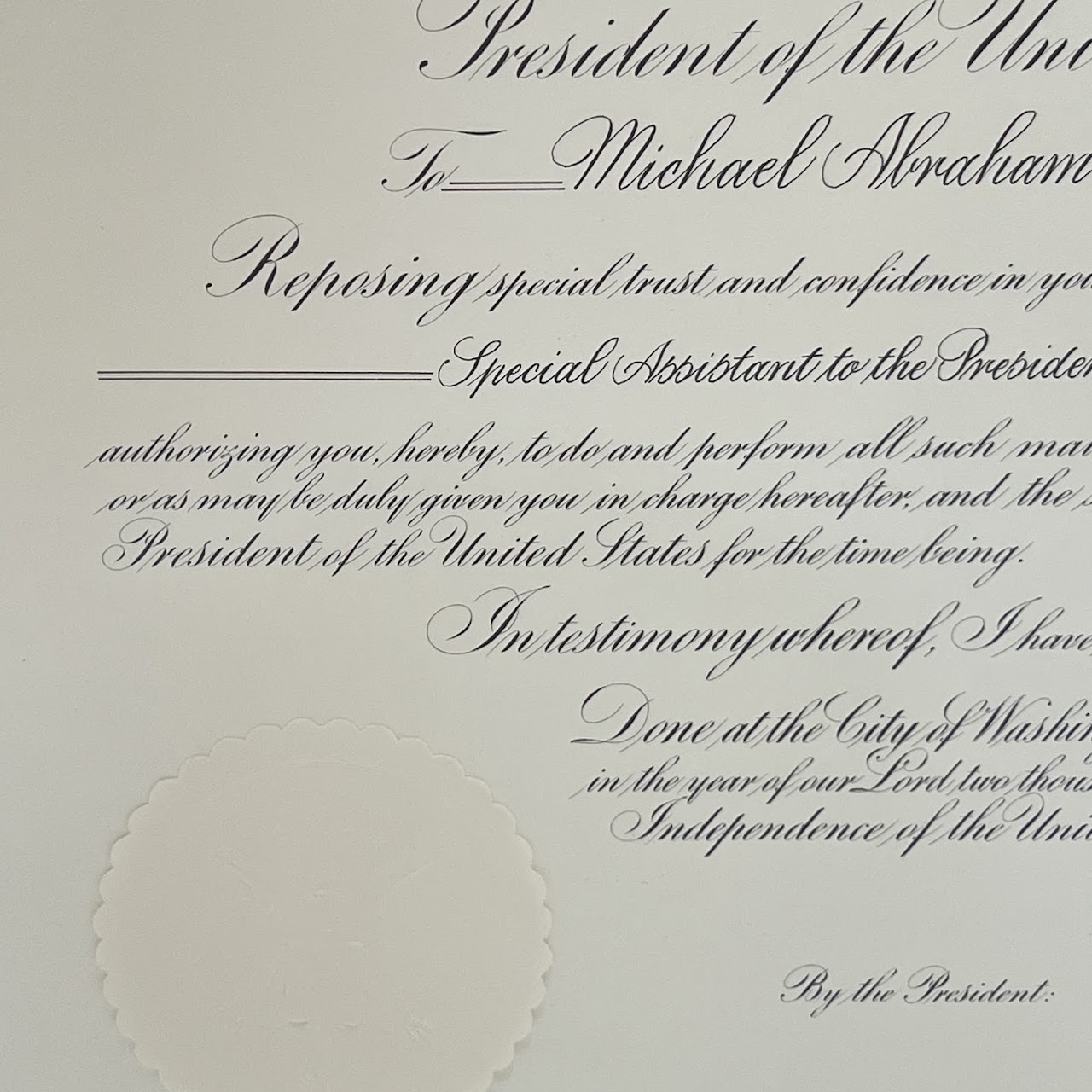 Barack Obama Signed Presidential Appointment Certificate