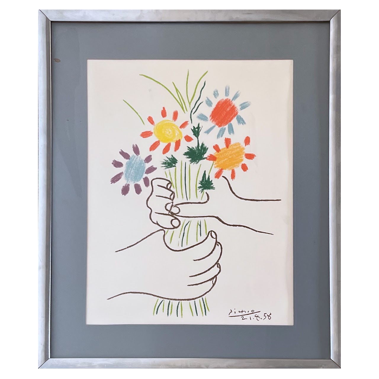 After Pablo Picasso 'Mains Aux Fleurs' Offset Lithograph