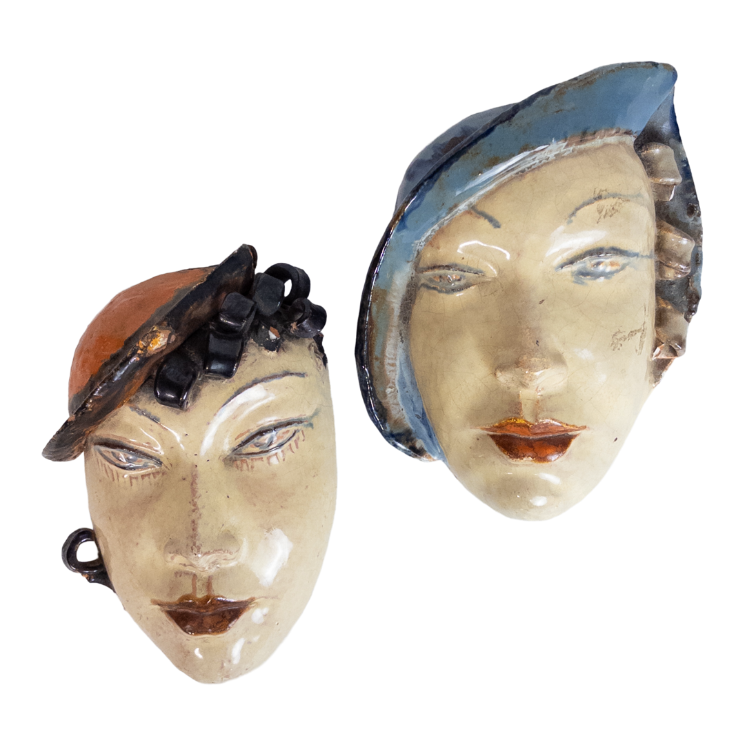 Walter Bosse Ceramic Wall Mask Sculpture Pair