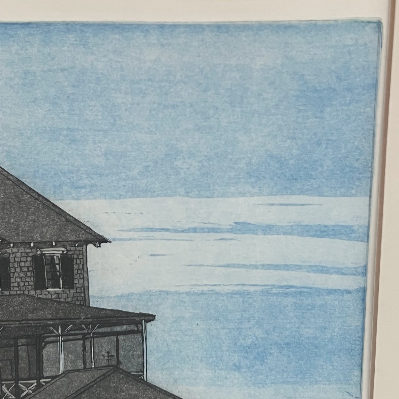 Seaside Victorian House Etching