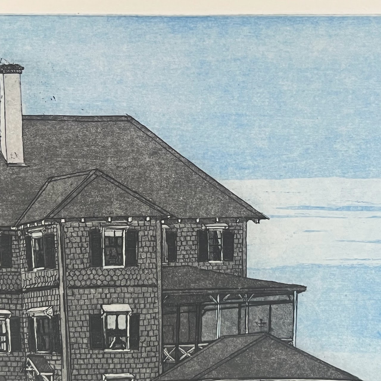 Seaside Victorian House Etching