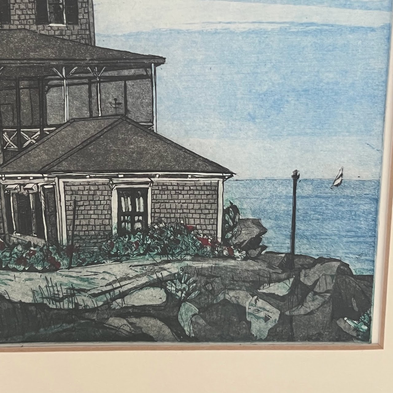 Seaside Victorian House Etching