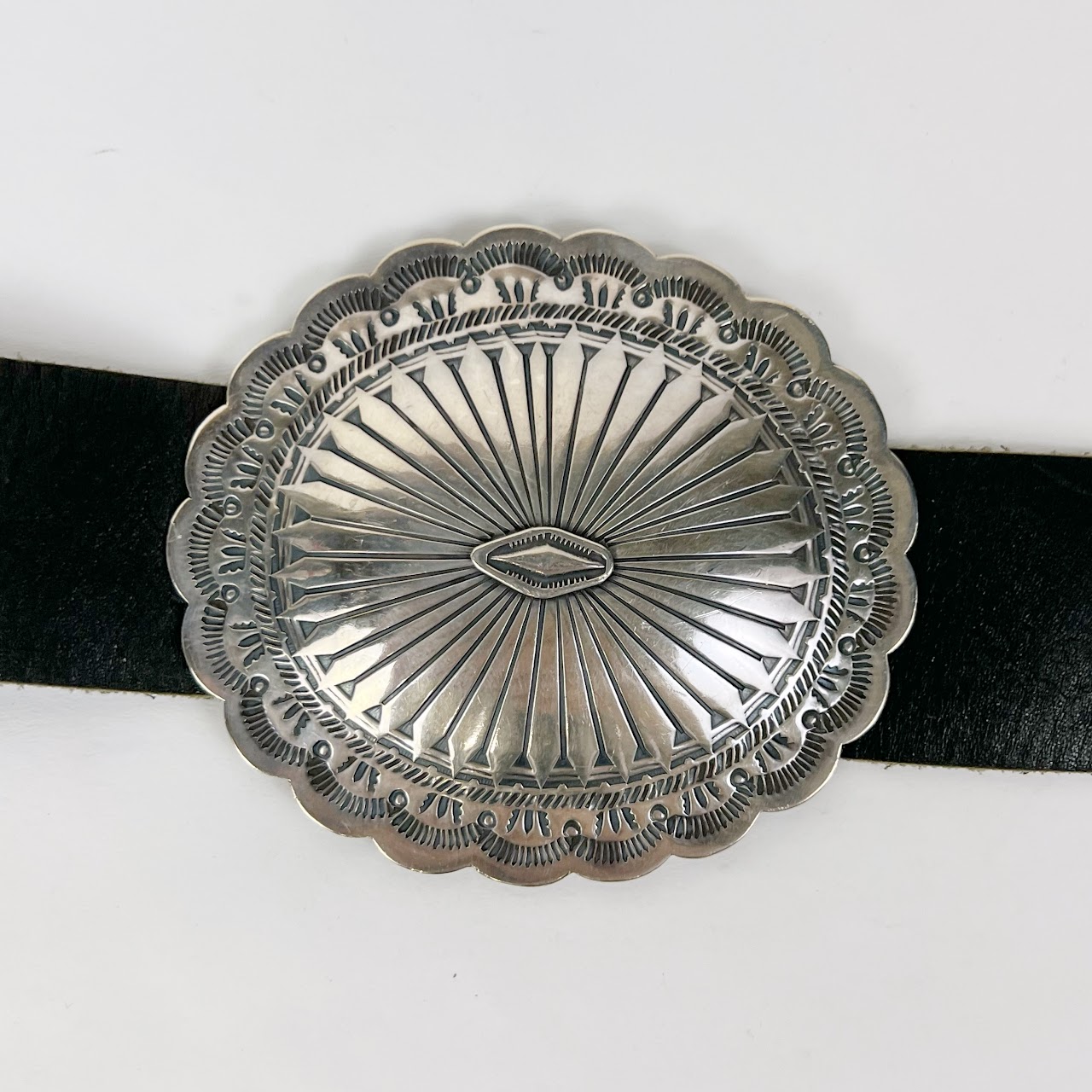 Sterling Silver & Leather Concho Belt