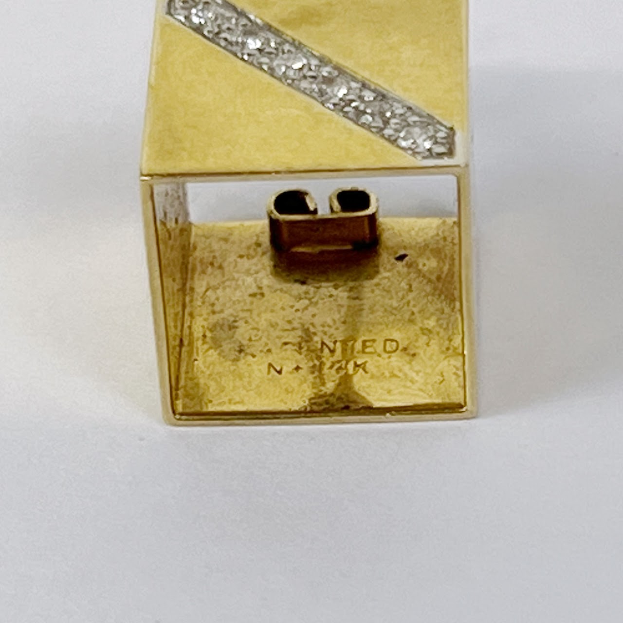 14K Gold and Diamond Box Earrings