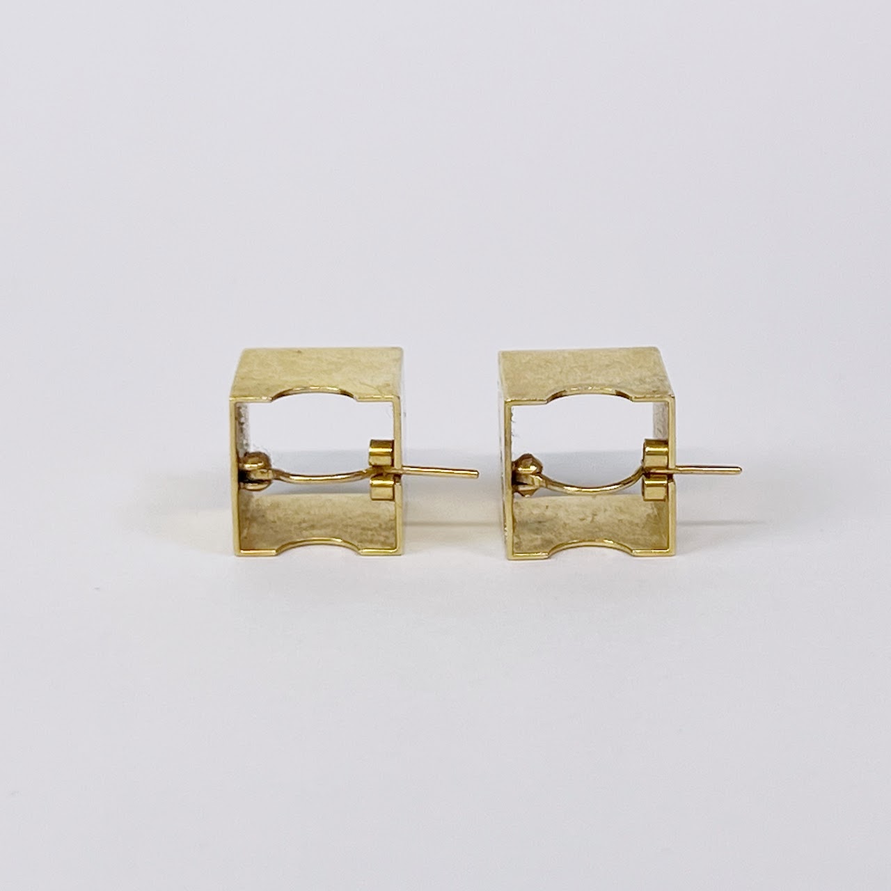 14K Gold and Diamond Box Earrings