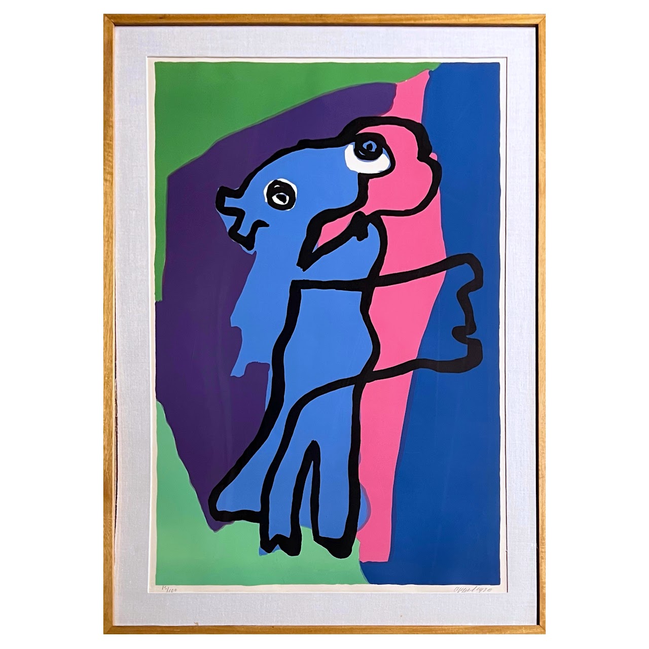 Karel Appel 'Figure' Signed Modernist Silkscreen, 1970