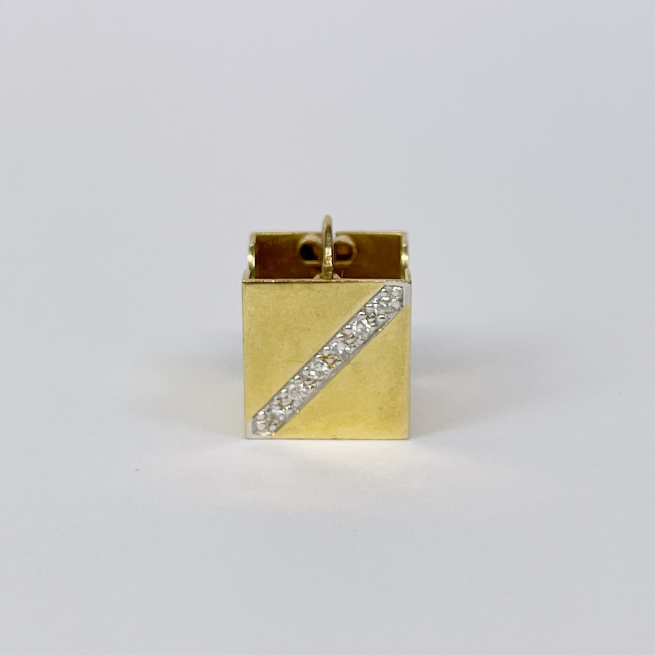 14K Gold and Diamond Box Earrings