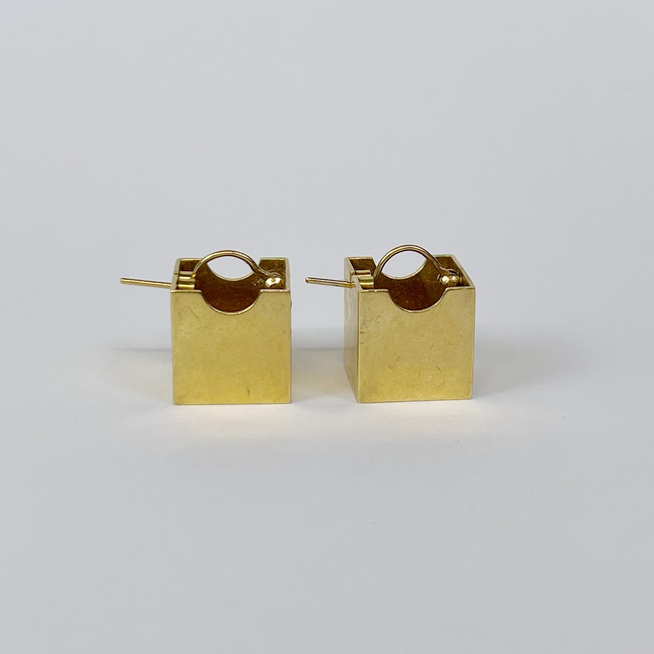 14K Gold and Diamond Box Earrings