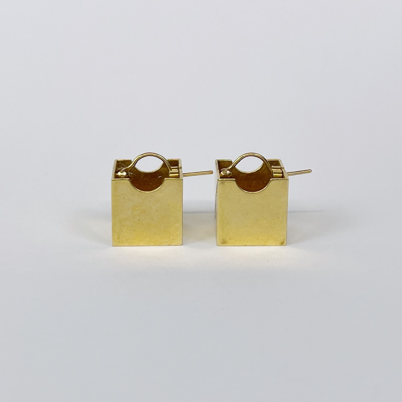 14K Gold and Diamond Box Earrings