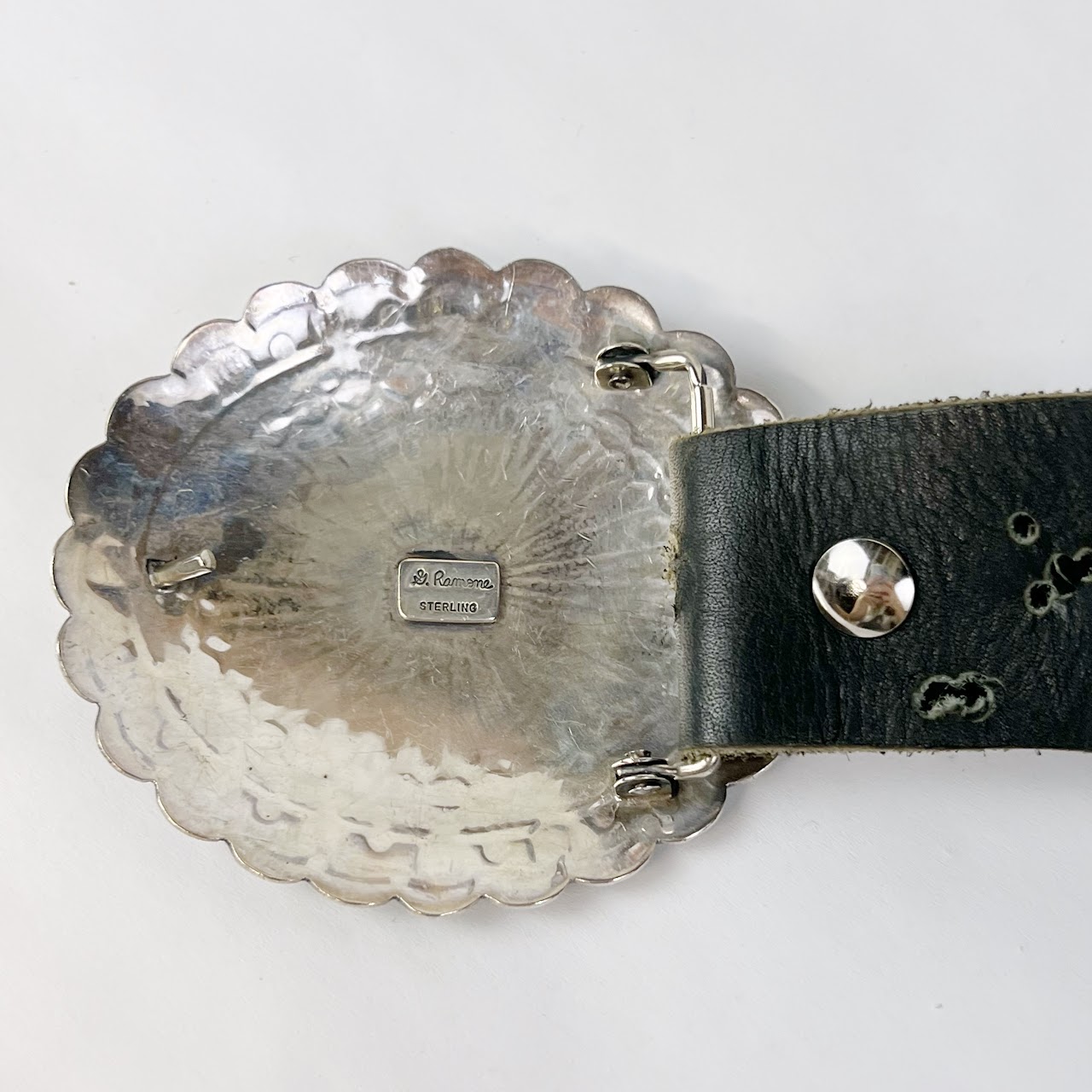 Sterling Silver & Leather Concho Belt