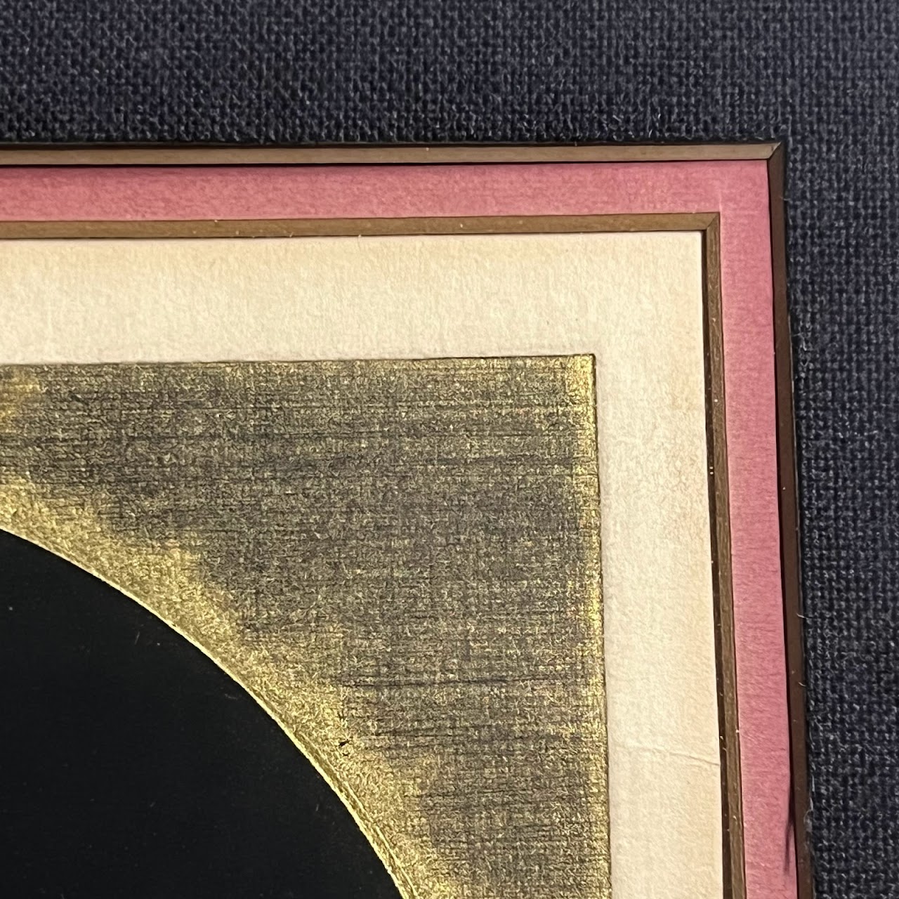 Haku Maki 'Poem 42-16 (Sun)' Signed Woodblock Print with Gold Leaf