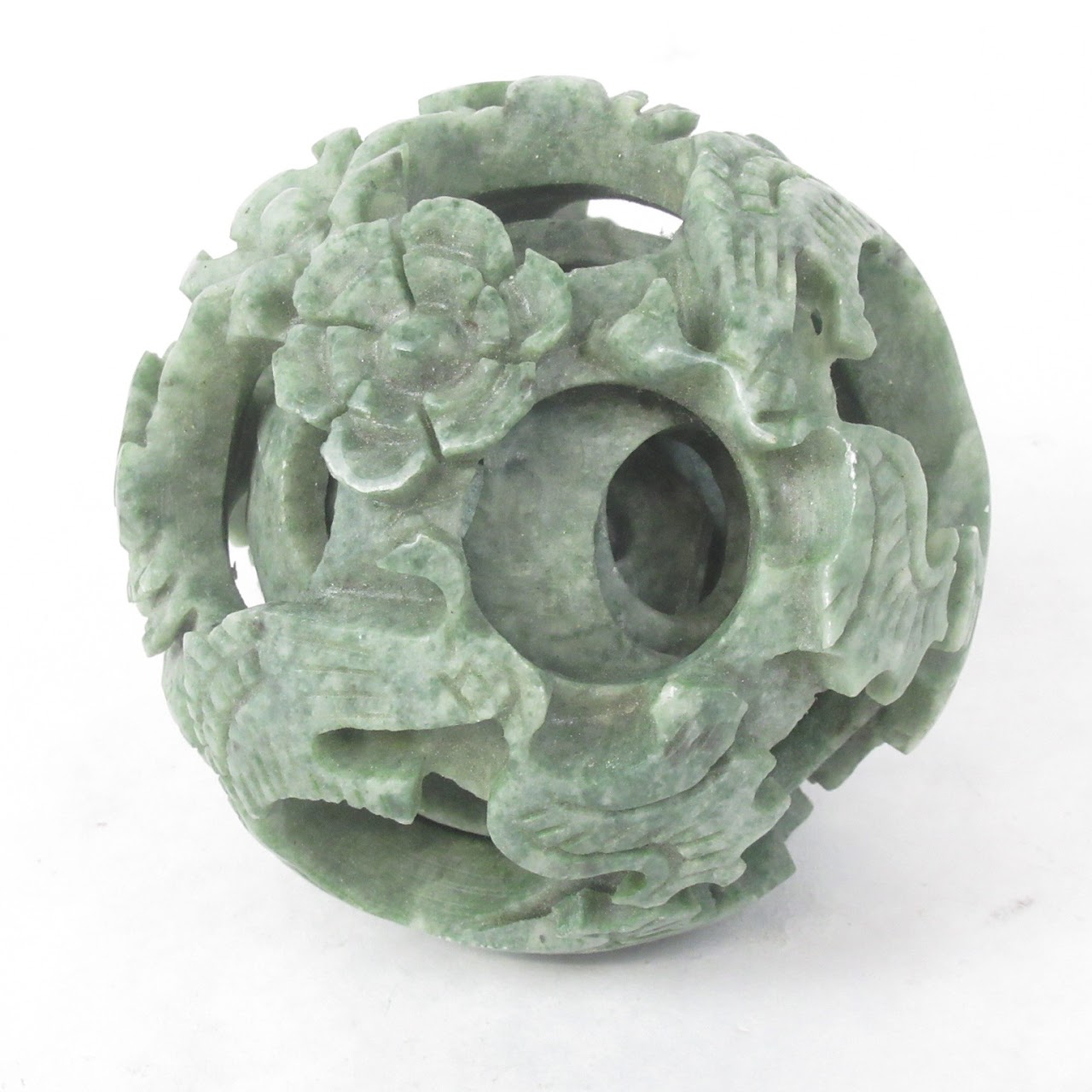 Carved Jade Dragon Puzzle Ball