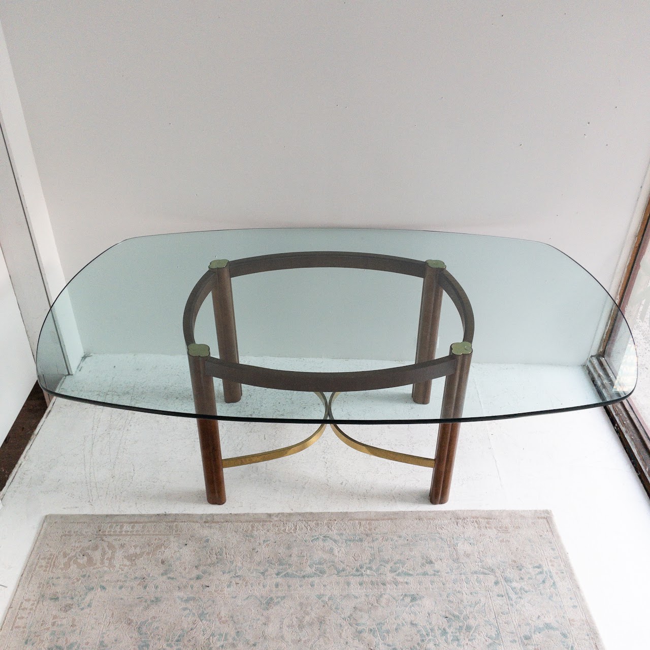 Mid-Century Modern Glass Top Dining Table