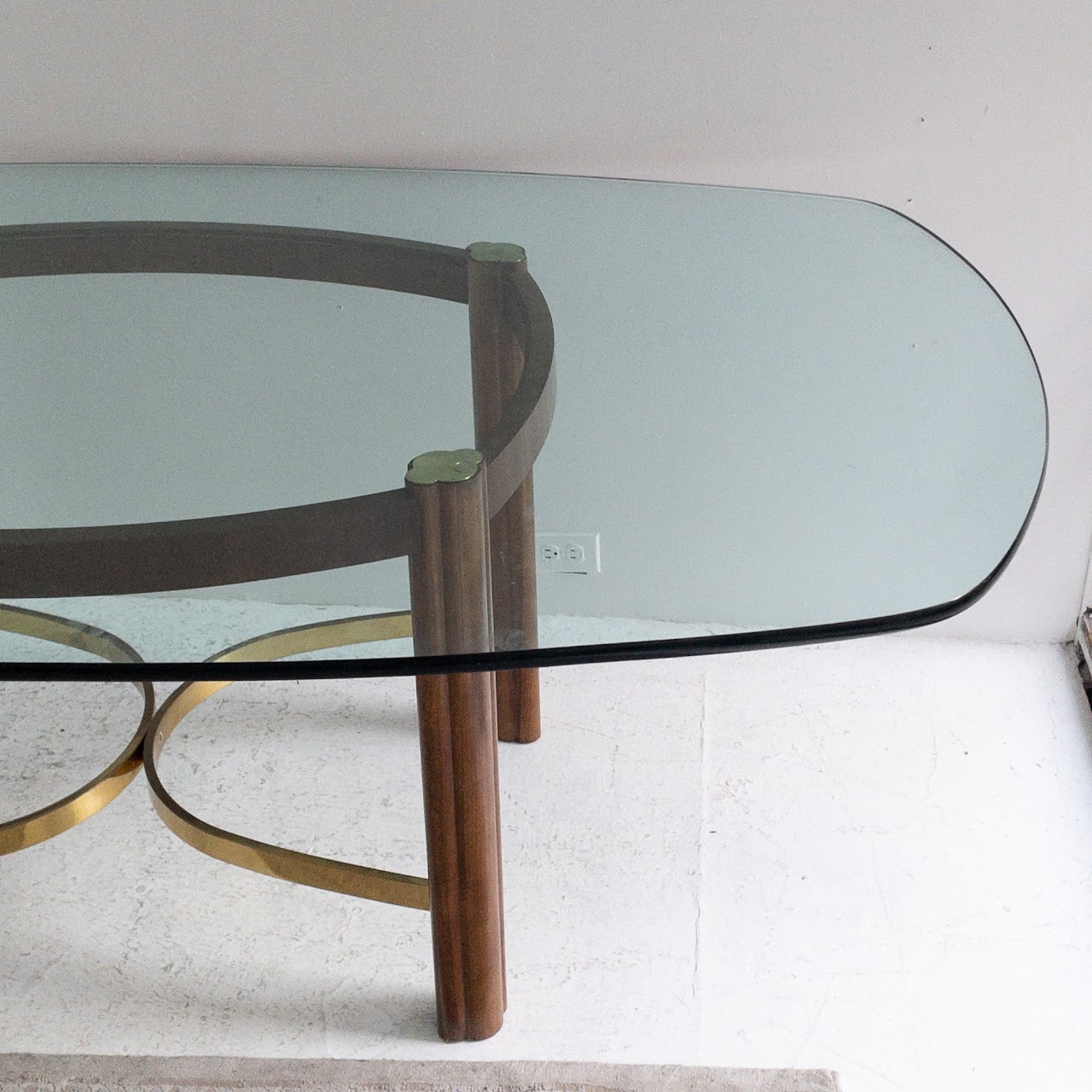 Mid-Century Modern Glass Top Dining Table