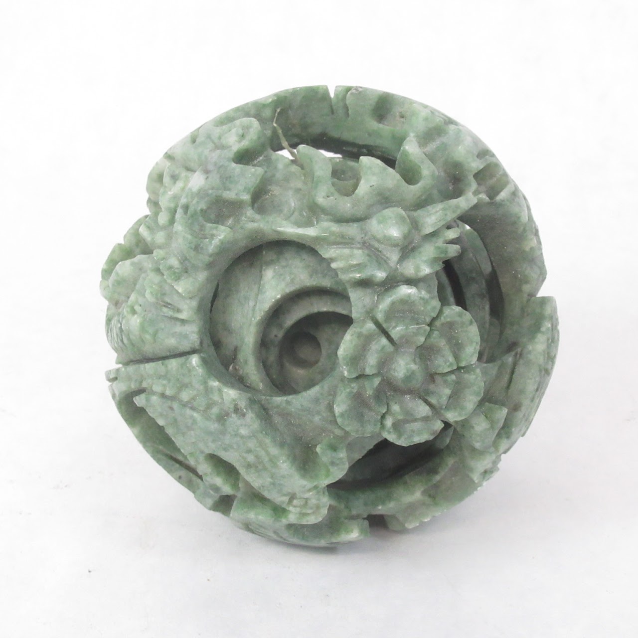 Carved Jade Dragon Puzzle Ball