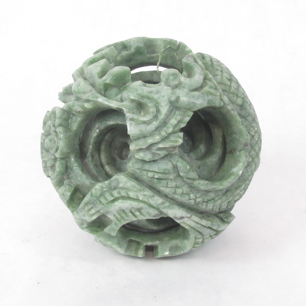 Carved Jade Dragon Puzzle Ball