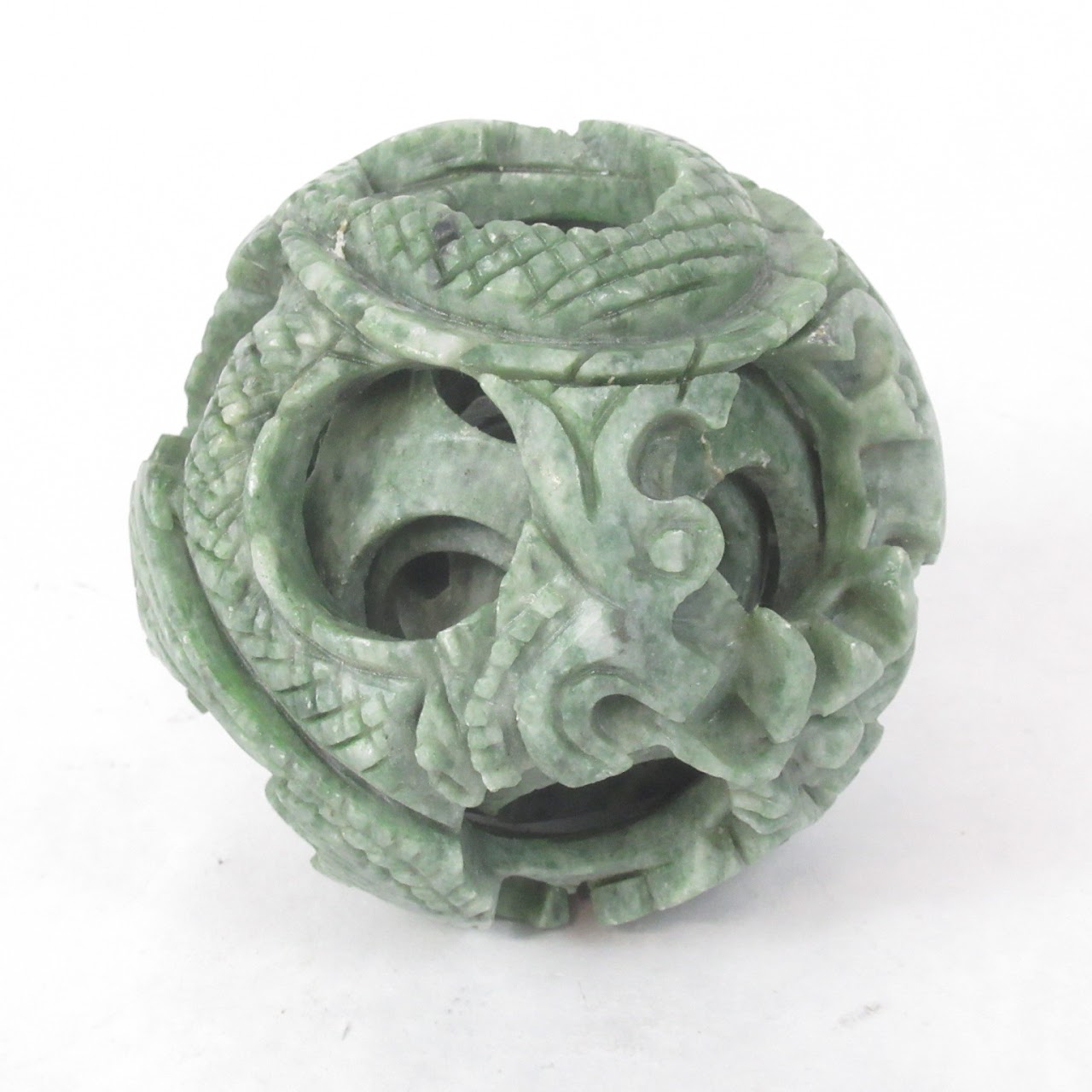 Carved Jade Dragon Puzzle Ball