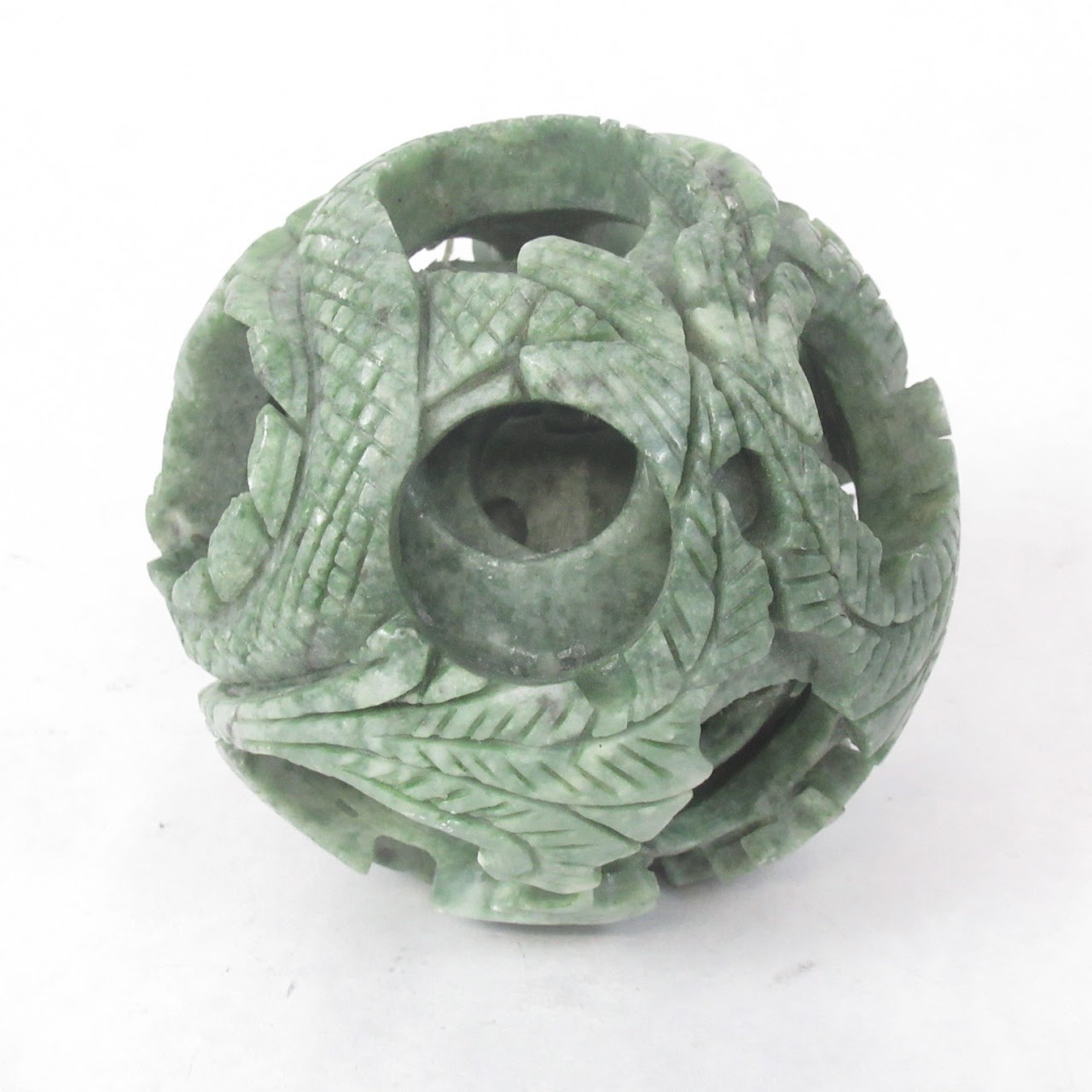 Carved Jade Dragon Puzzle Ball