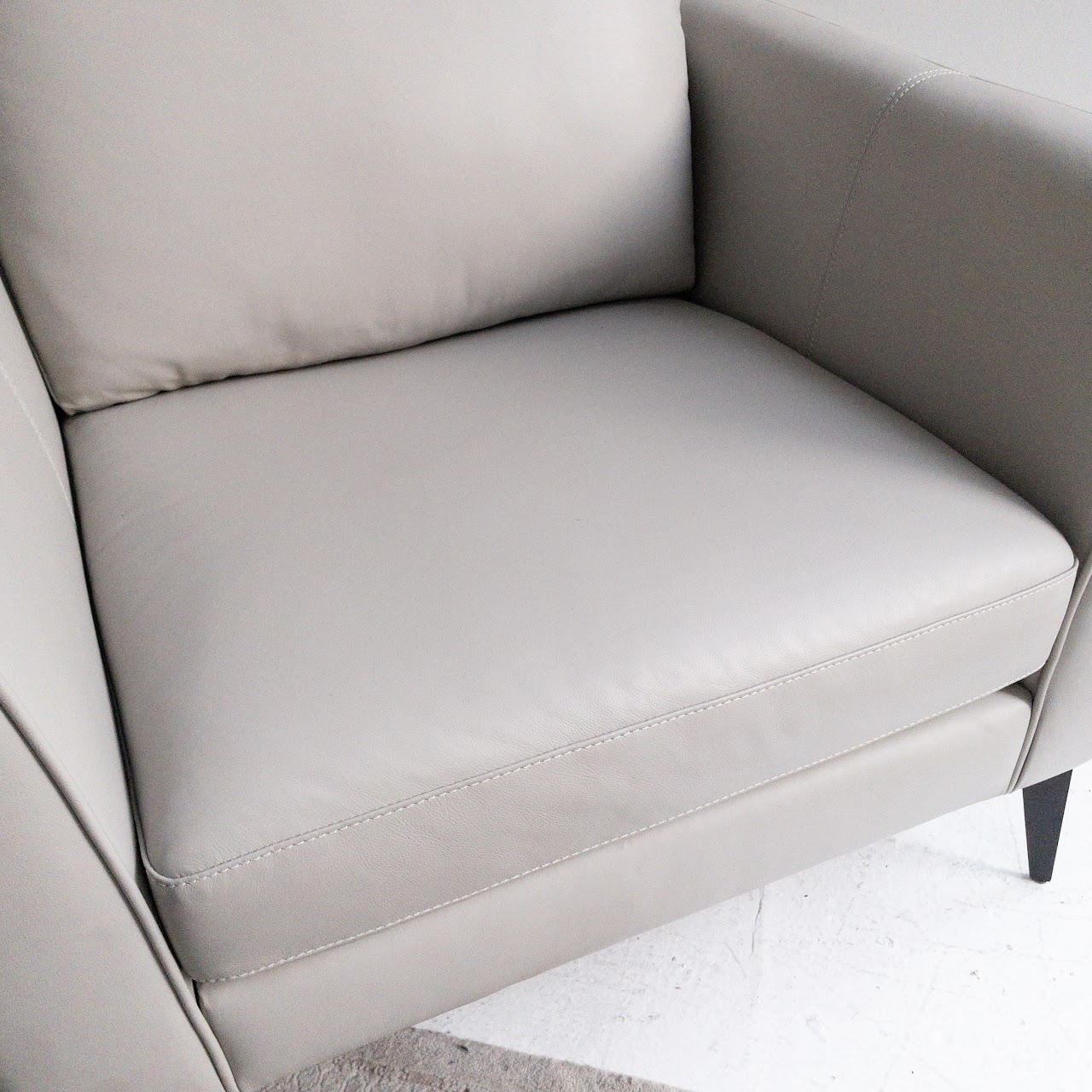 Violino Grey Leather Arm Chair #2