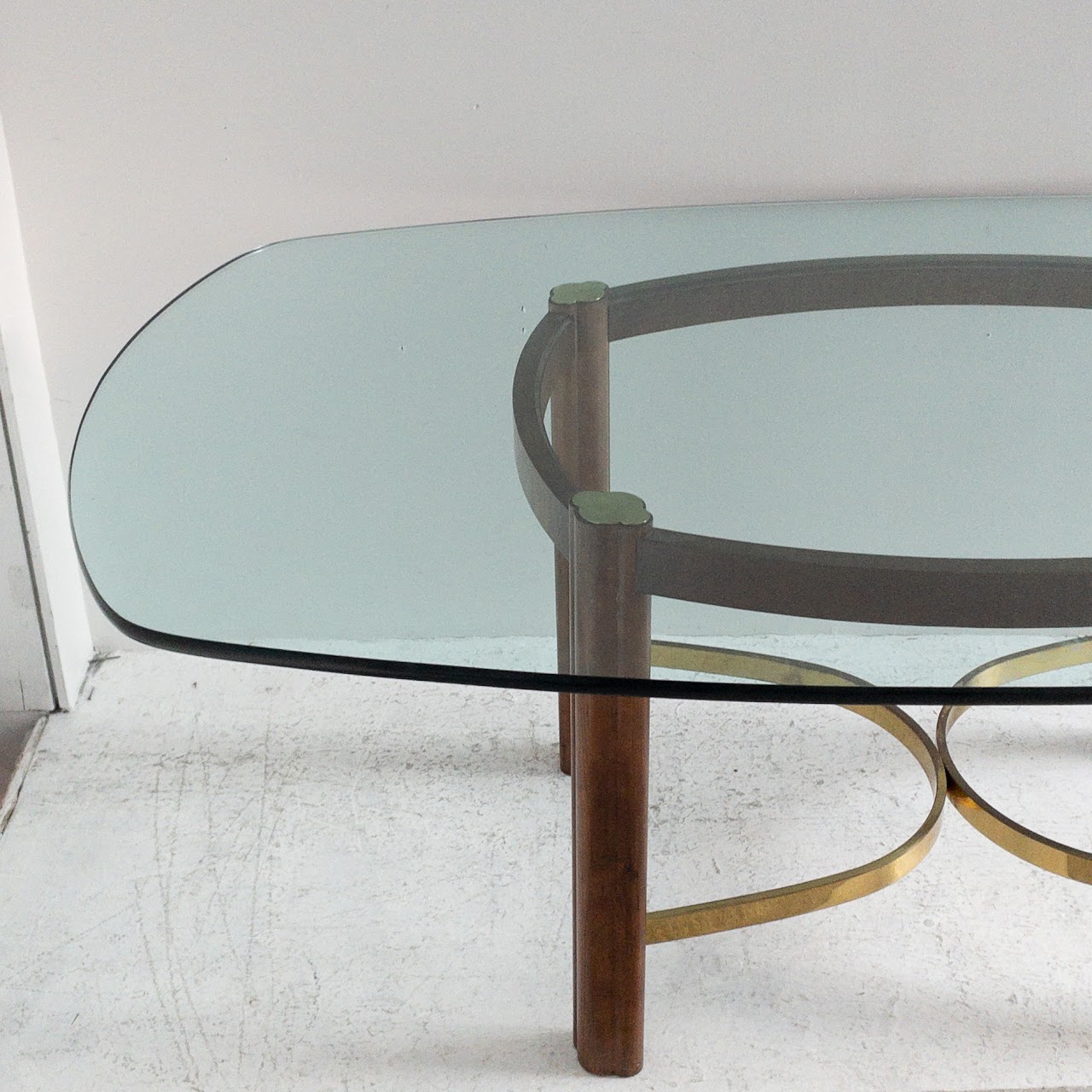 Mid-Century Modern Glass Top Dining Table