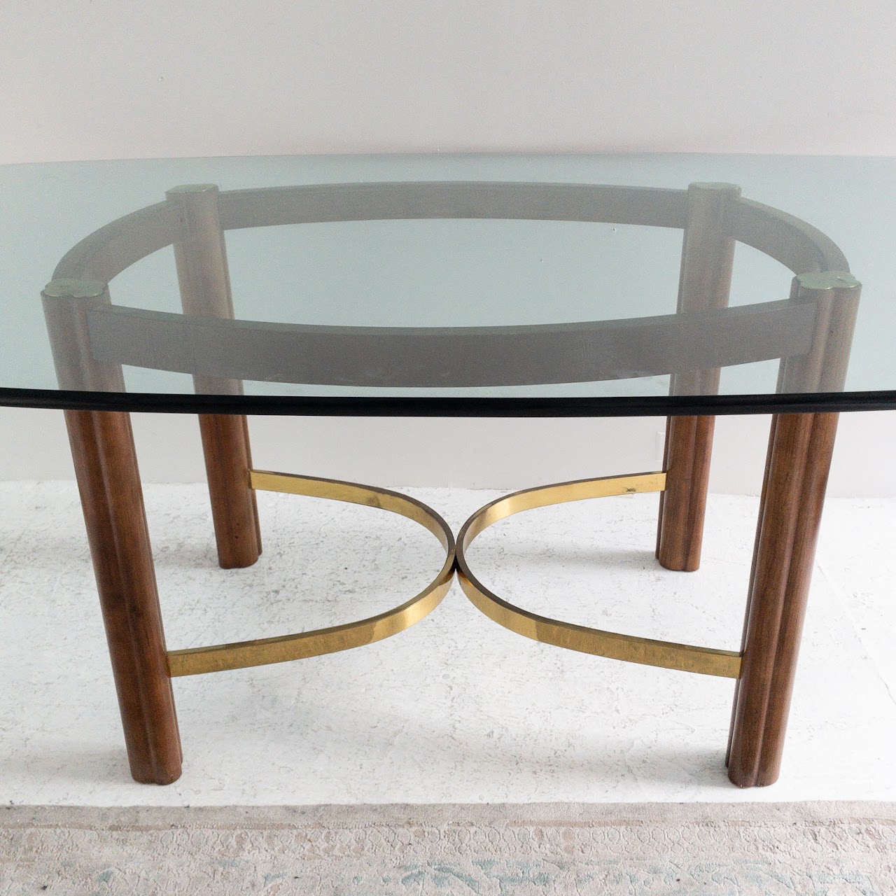 Mid-Century Modern Glass Top Dining Table