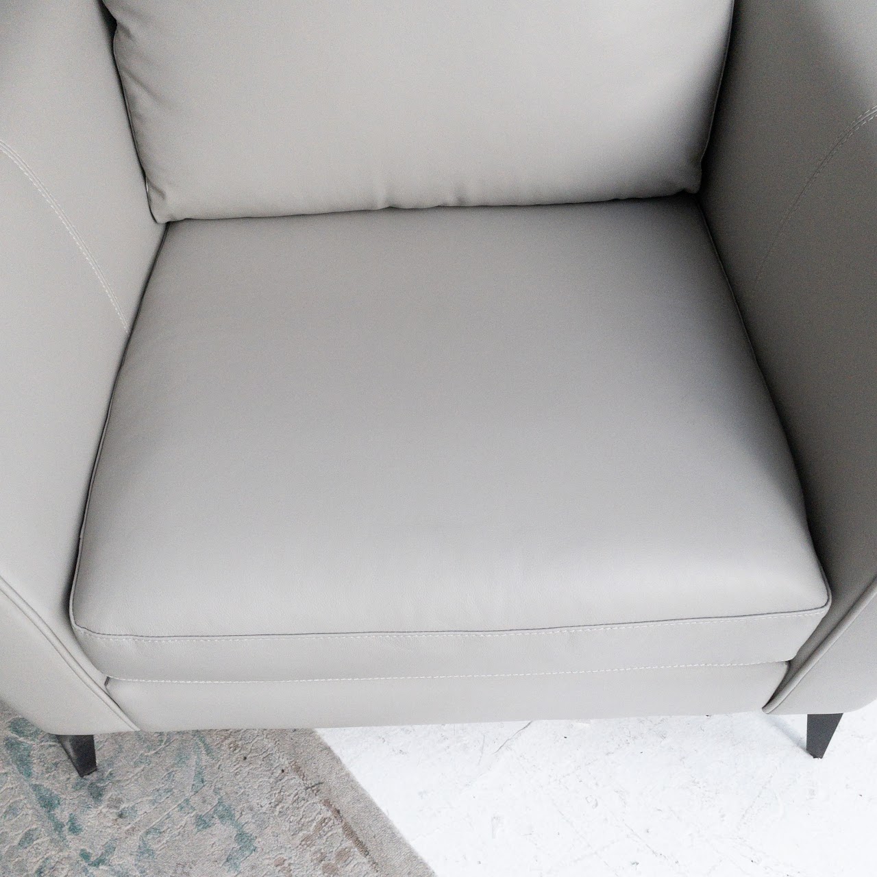 Violino Grey Leather Arm Chair #1