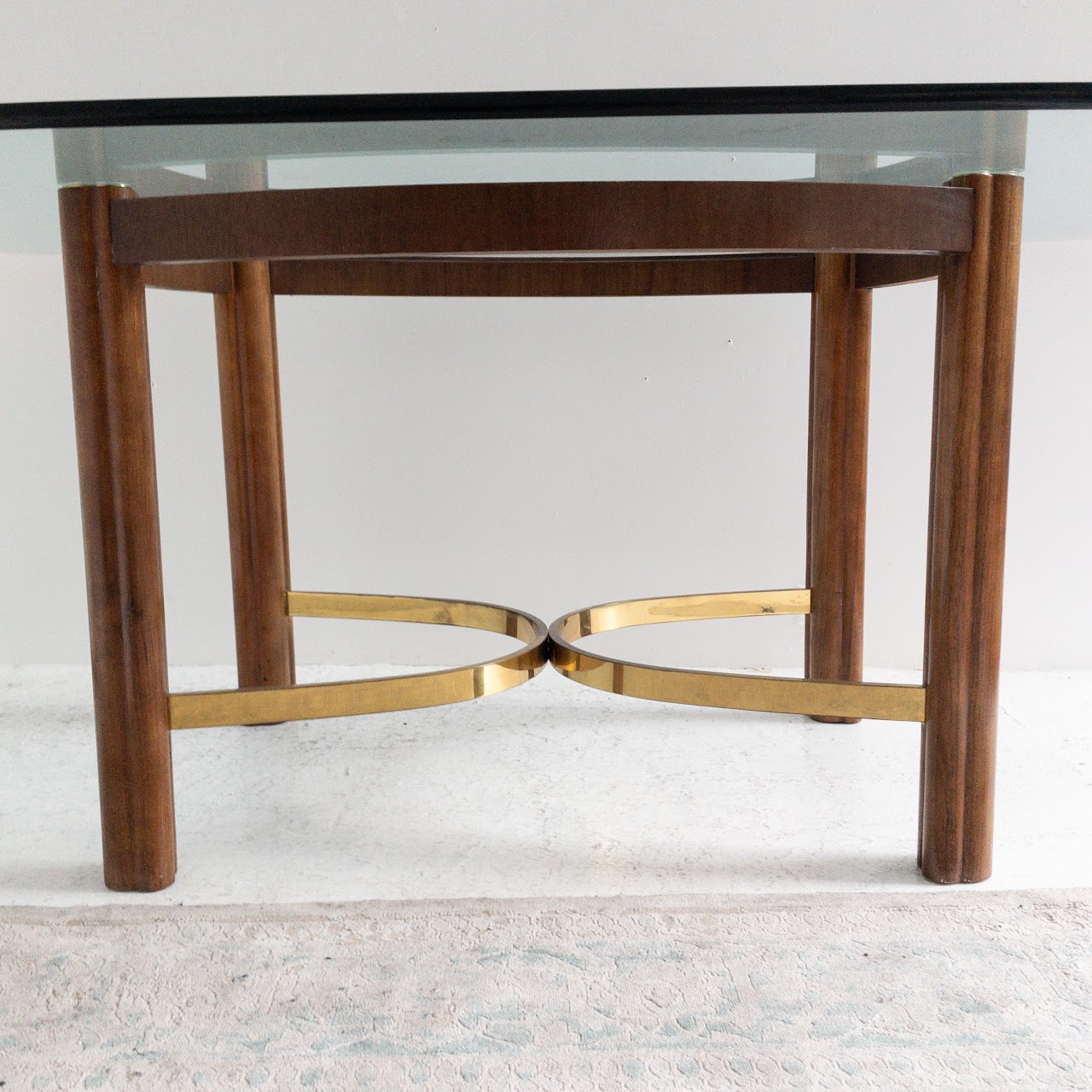 Mid-Century Modern Glass Top Dining Table