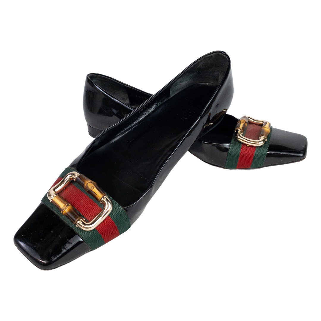 Gucci Vintage Bamboo Buckle Flats