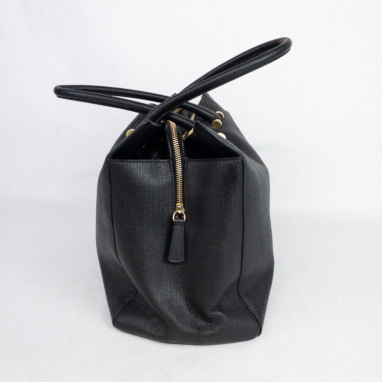 Furla Embossed Black Leather Handbag