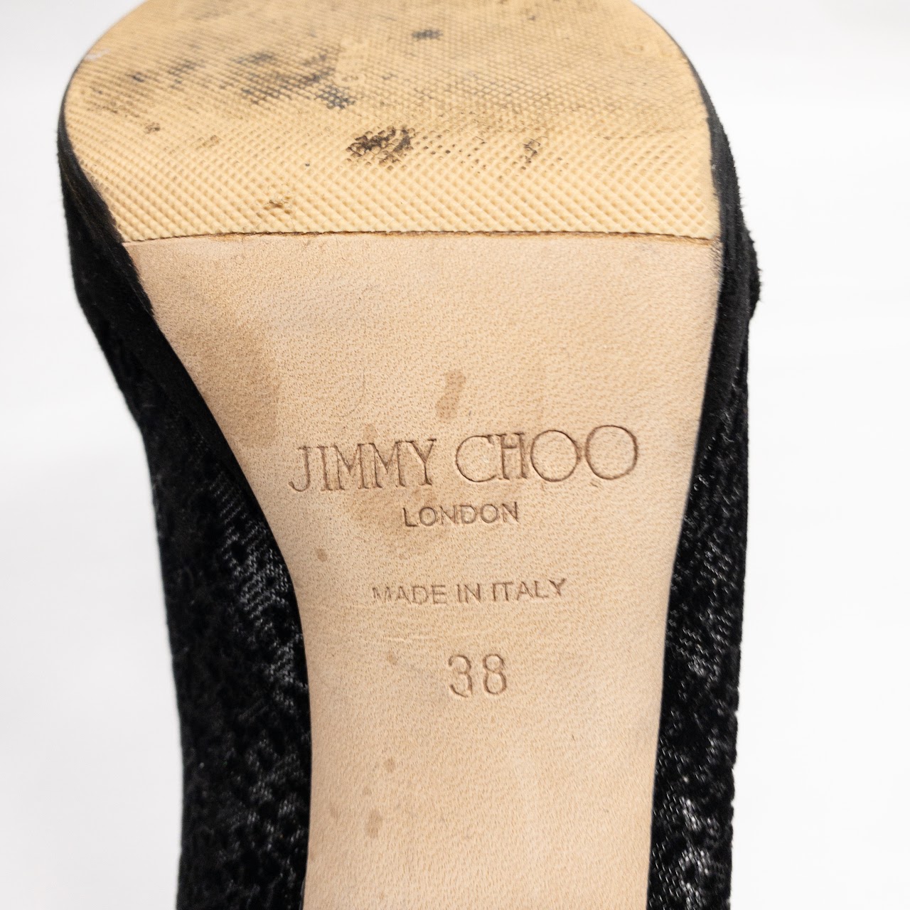 Jimmy Choo Suede and Lace Peep Toe Pumps