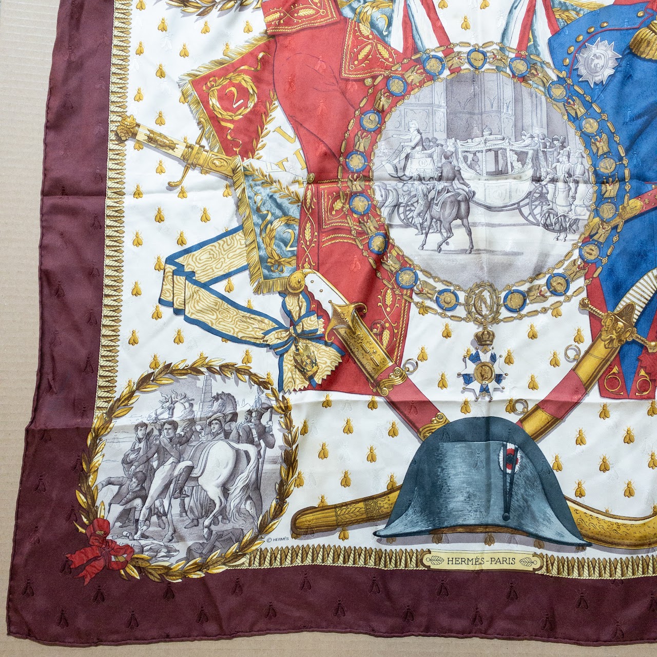 Hermès Carre 'Napoléon' Patterned 90 Silk Scarf