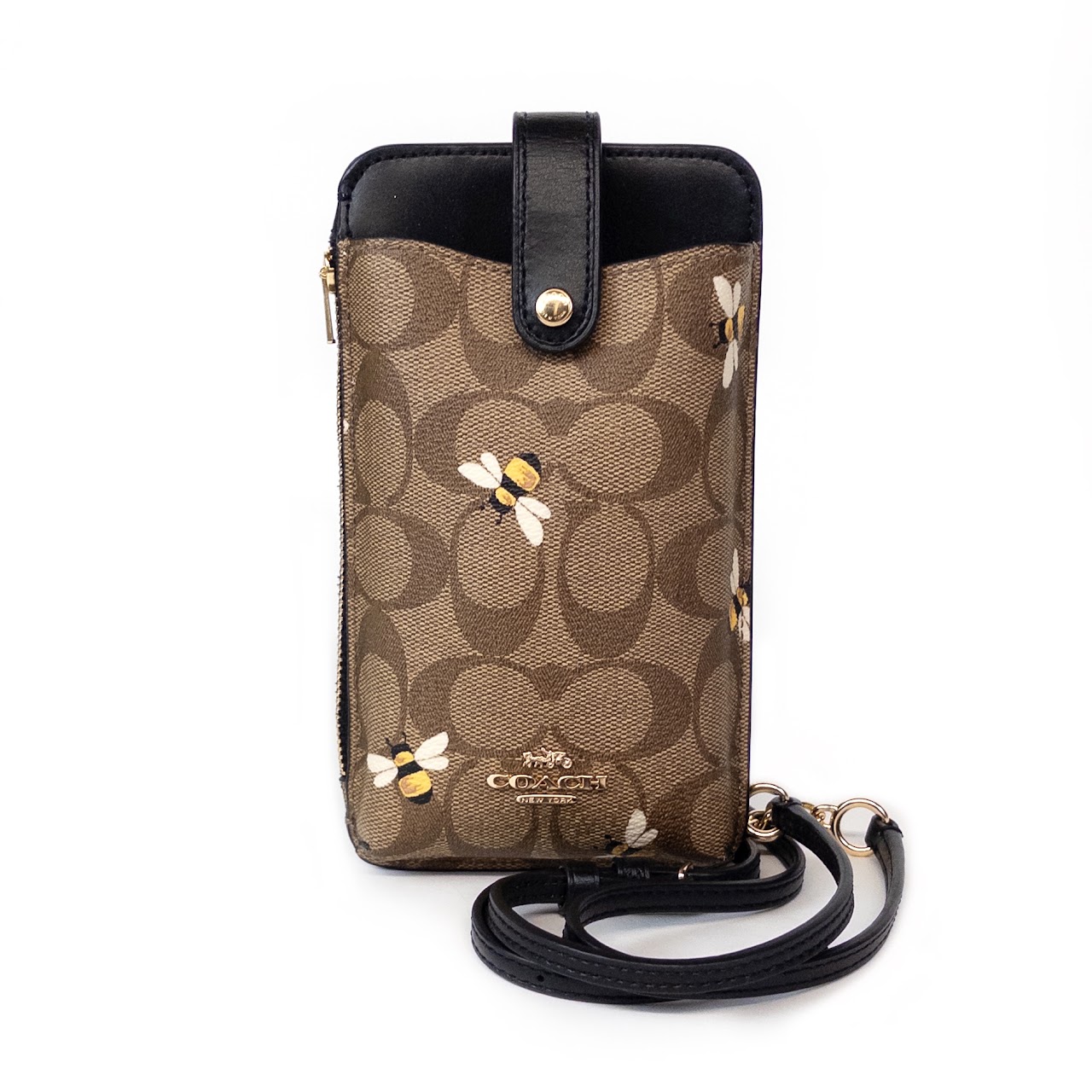 Coach Monogrammed Bee Print Crossbody Phone Case