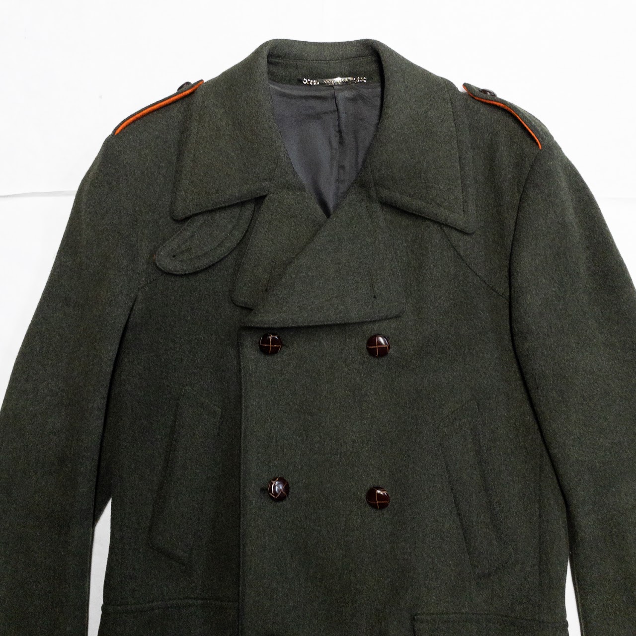 Dolce & Gabbana Olive Drab Wool Long Coat