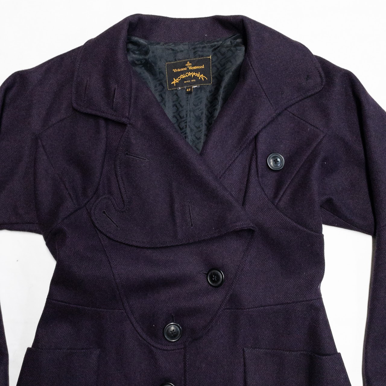 Vivienne Westwood Mid Length Purple Wool Coat