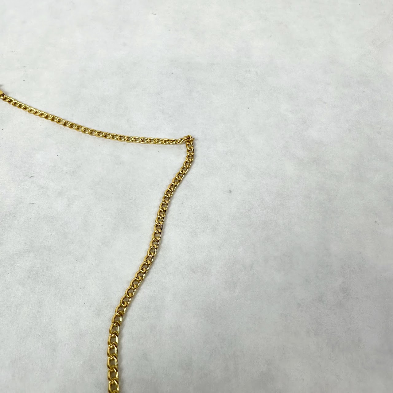 14K Gold Chain Link Necklace With Pendant