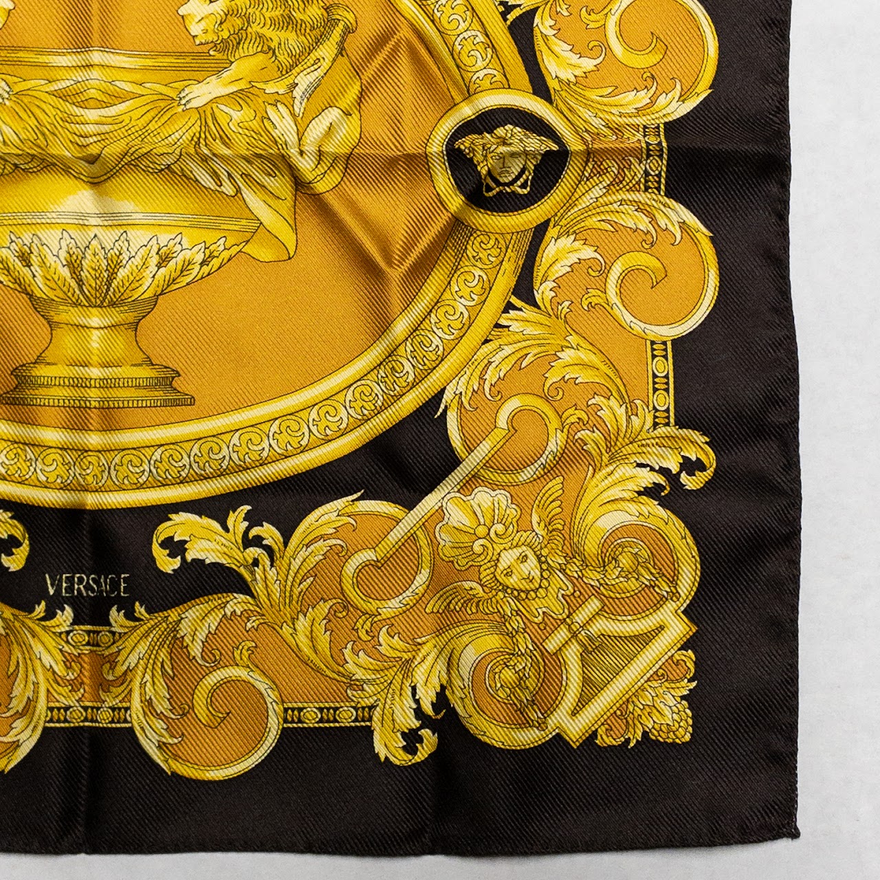 Versace Lions & Urn Silk Pocket Square
