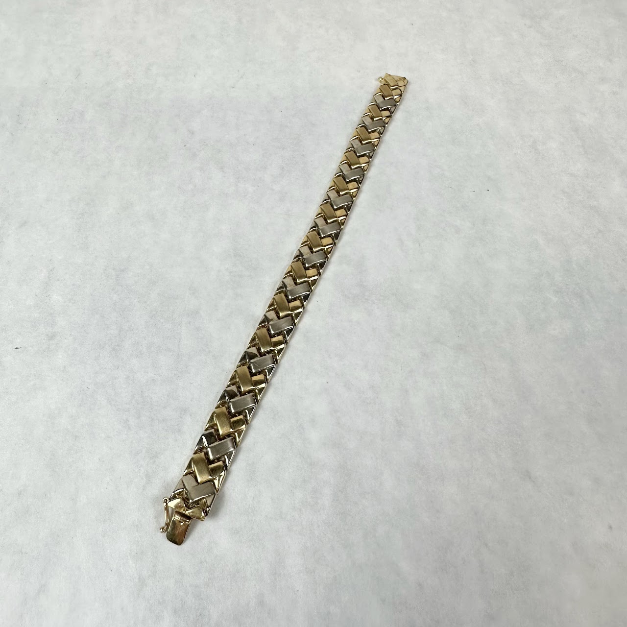 14K White & Yellow Gold Interlocking Strap Bracelet