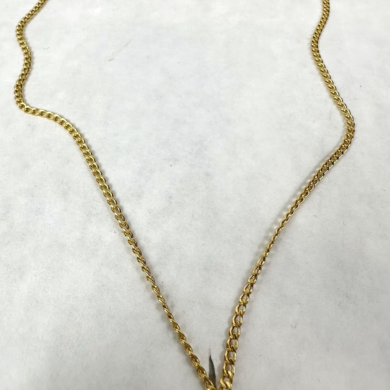 14K Gold Chain Link Necklace With Pendant