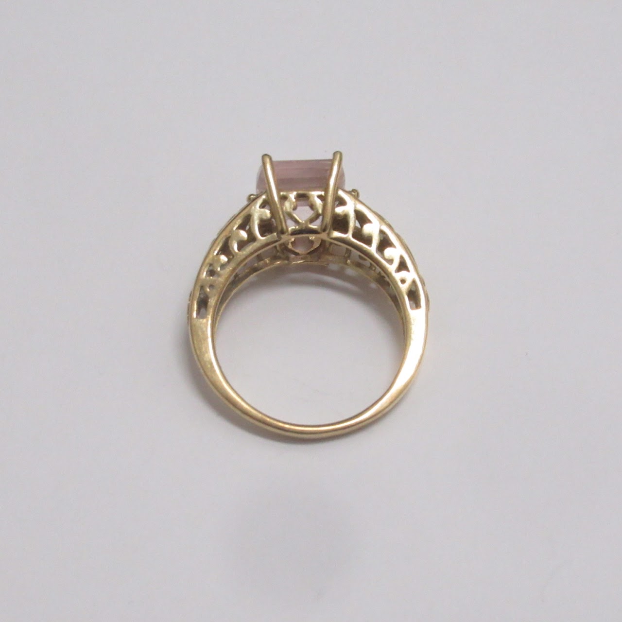 10K Gold & Clear Pink Stone Ring