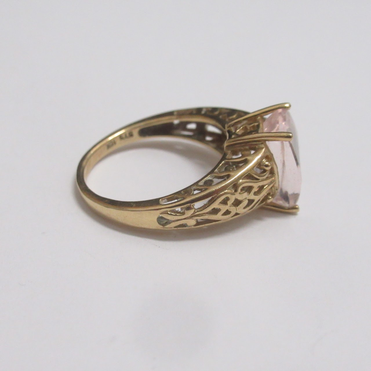 10K Gold & Clear Pink Stone Ring