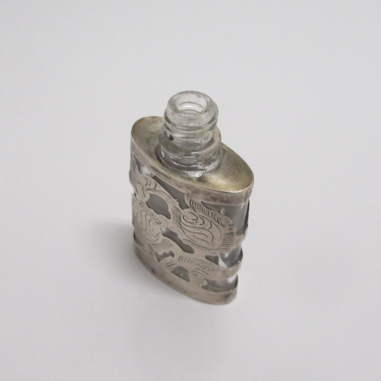 Sterling Silver & Glass Vintage Fragrance Bottle