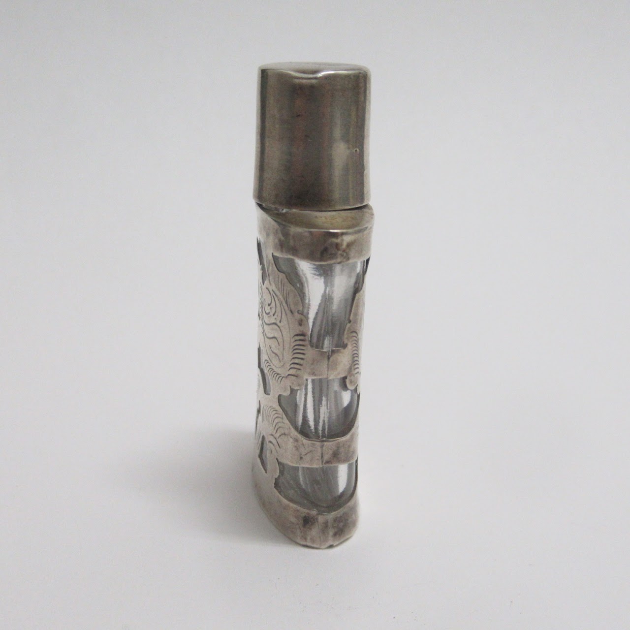 Sterling Silver & Glass Vintage Fragrance Bottle