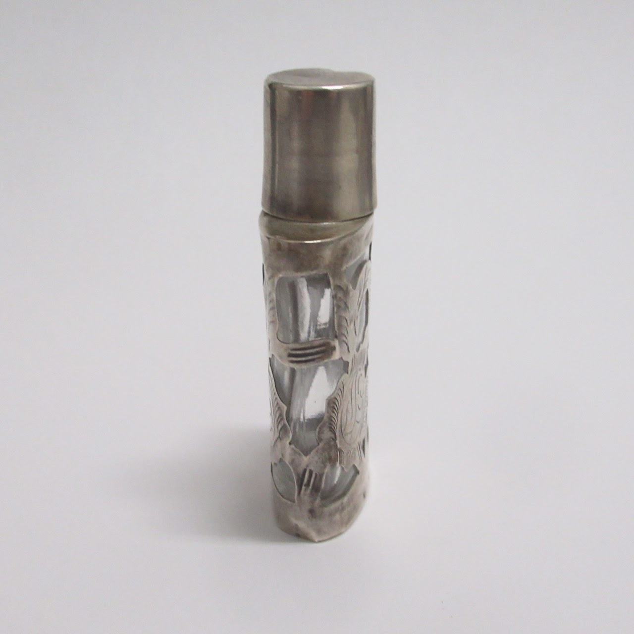 Sterling Silver & Glass Vintage Fragrance Bottle