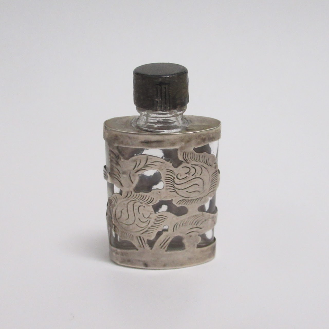 Sterling Silver & Glass Vintage Fragrance Bottle