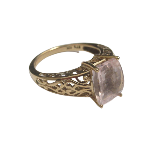 10K Gold & Clear Pink Stone Ring