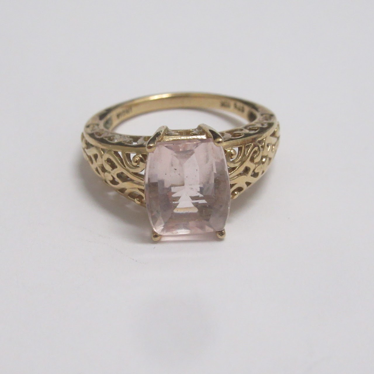 10K Gold & Clear Pink Stone Ring