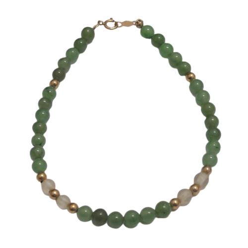 14K Gold & Jade Bead Bracelet